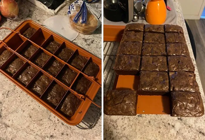 With This <span Style="Font:inherit;color:#d74b1f;"> Brownie Pan With Dividers </Span> You Don't Need To Wait For Them To Cool Down To Cut Your First Piece