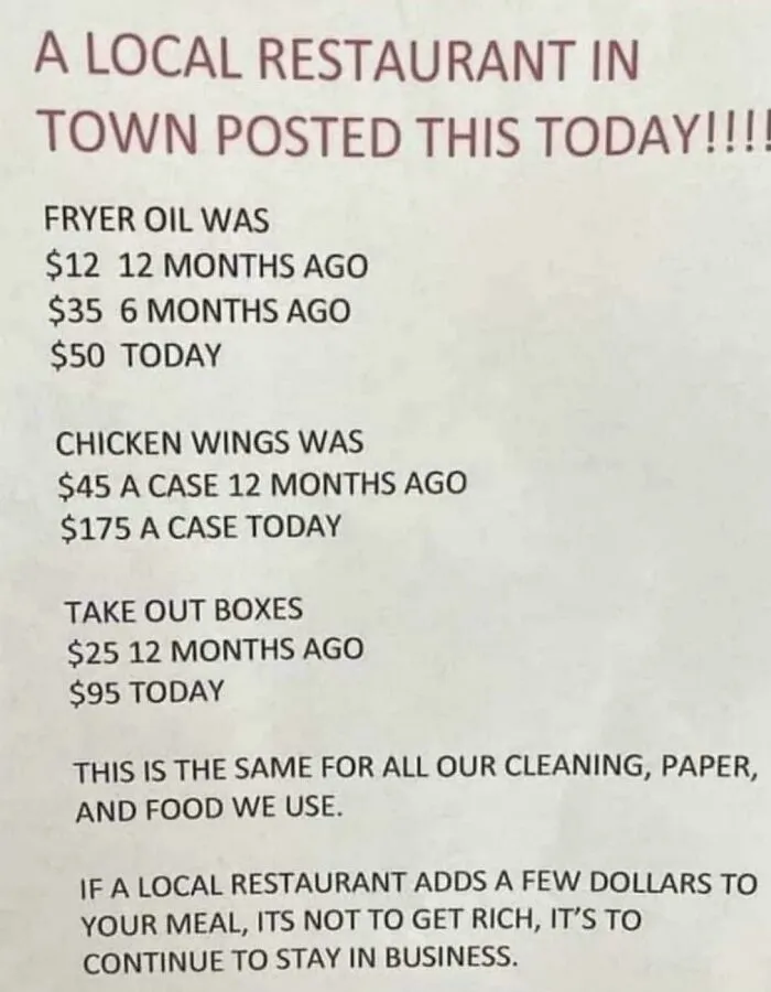 Local Restaurant Posted Online Today…