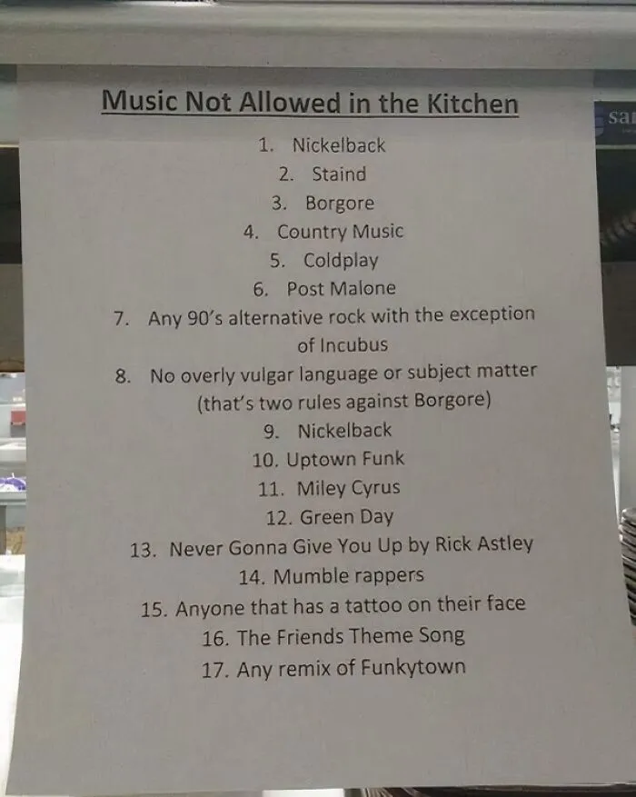 Music Not Allowed In The Kitchen
