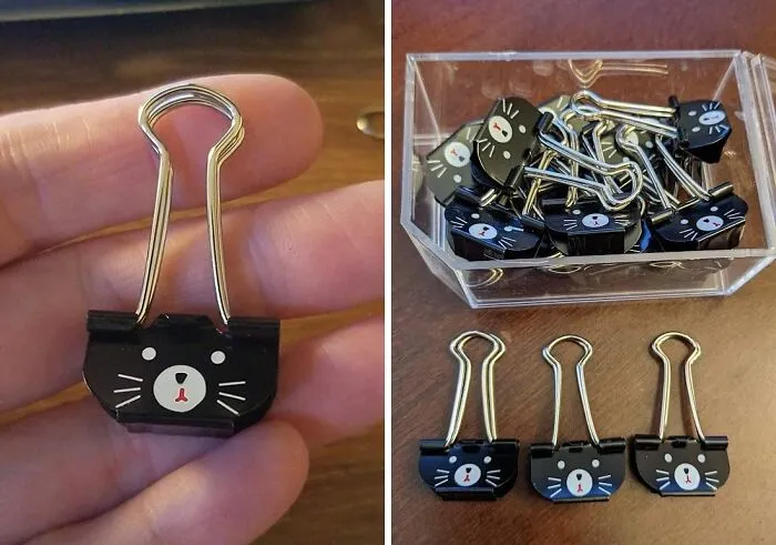 That Mountain Of Monday Paperwork Just Got A Tiny Bit Less Soul-Crushing, Because Now It Can Be Held Together By These Ridiculously Cute <a Style="Display:inline;" Href="Https://Www.amazon.com/Binder-Medium-Clamps-Organizers-Supplies/Dp/B09s66h91d?ie=utf8&linkcode=ll1&tag=bpsheep-20&linkid=32d69840af180885cb44fe4826342e64&language=en_us&ref_=as_li_ss_tl" Target="_blank"><span Style="Font: Inherit; Color: #d74b1f;"> Cat Binder Clips </Span>, Which Might Just Be The Only Reason You Smile Before Noon