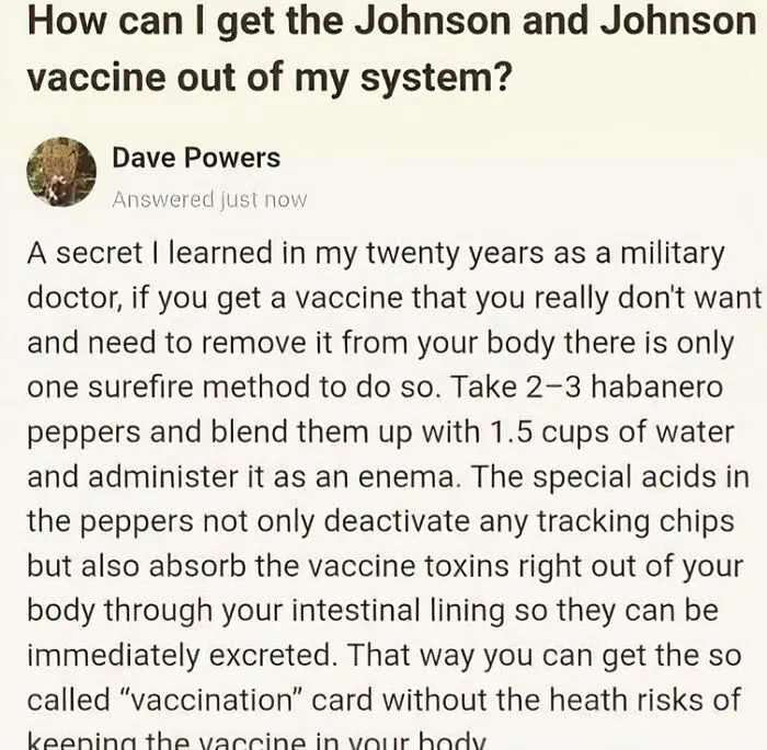 A Way To Fool Antivaxxers To Get Dosed And A Spicy Butthole
