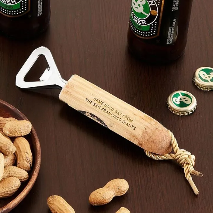 A <span Style="Font:inherit;color:#d74b1f;"> MLB Used Baseball Bat Bottle Opener</Span> Is The Ultimate Accessory For His Man Cave