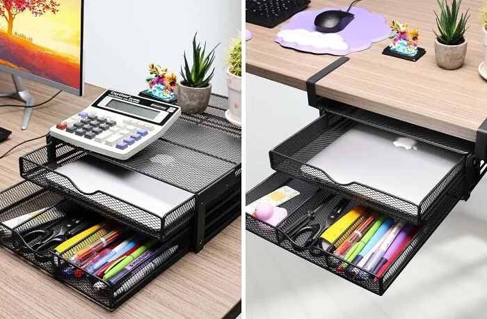 This <span Style="Font:inherit;color:#d74b1f;"> Desk Organizer </Span> Easily Transforms From Desk Top To Drawers