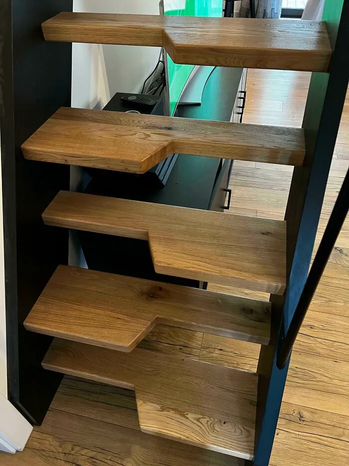 This Space-Saving Staircase Has Alternating Half-Steps