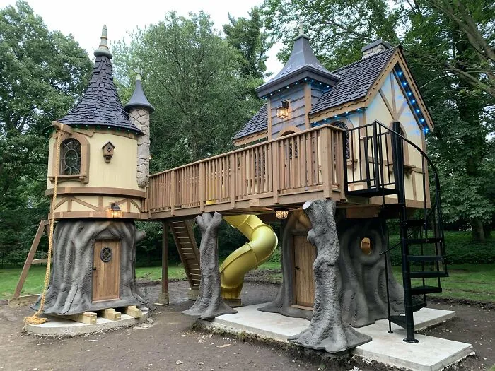 We Just Finished Up Rapunzels Tower And Cottage Playhouse. Next Up A Bit Of Landscaping