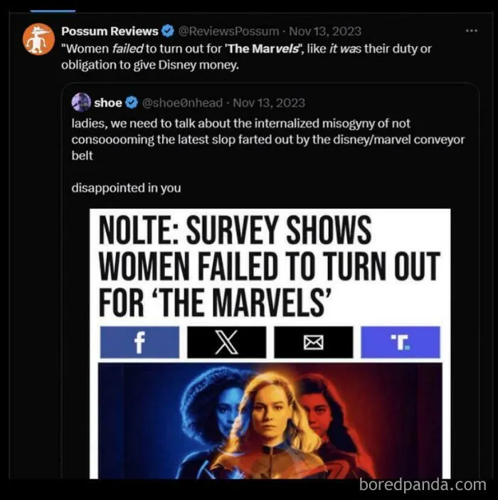 To Blame Women For Not Watching The Marvels