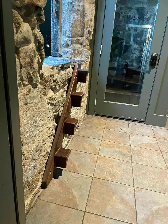 Not Even That Egregious But These Are Stairs Staff Actually Use To Get To The Office Of A Restaurant/Event Space I Was At Last Night.  Literally All It Would Take Is One Drunk Uncle Attempting To Scale This Like Mount Kilimanjaro To Turn The Wedding Reception Into A Funeral.
