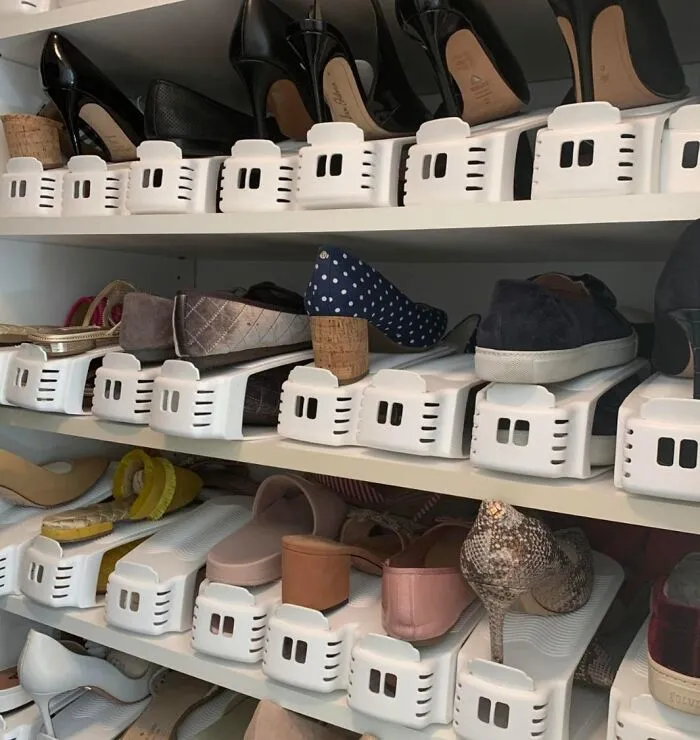 These <span Style="Font: Inherit; Color: #d74b1f;"> Shoe Stackers</Span> Will Instantly Double Your Closet Space