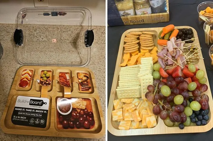 From Prep To Party, The <span Style="Font: Inherit; Color: #d74b1f;"> Cutting Board With Compartments And Clear Locking Lid</Span> Is The Ultimate Charcuterie Companio
