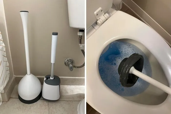 Want A Plunger That's Not An Eyesore? The   <a Style="Display:inline;" Href="Https://Www.amazon.com/Clorox-Toilet-Plunger-White-Gray/Dp/B00p7vw2h6?ie=utf8&th=1&linkcode=ll1&tag=bpgoose-20&linkid=84e8ce3152c3ec54e8089cd590174846&language=en_us&ref_=as_li_ss_tl" Target="_blank"><span Style="Font: Inherit; Color: #d74b1f;"> Toilet Plunger With Hideaway Storage Caddy</Span> Keeps Your Bathroom Looking Pristine