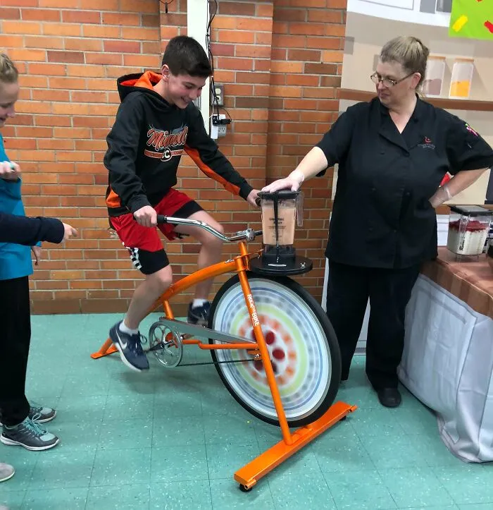 They Had A Bike At My School To Blend A Smoothie That They Were Handing Out At Lunch