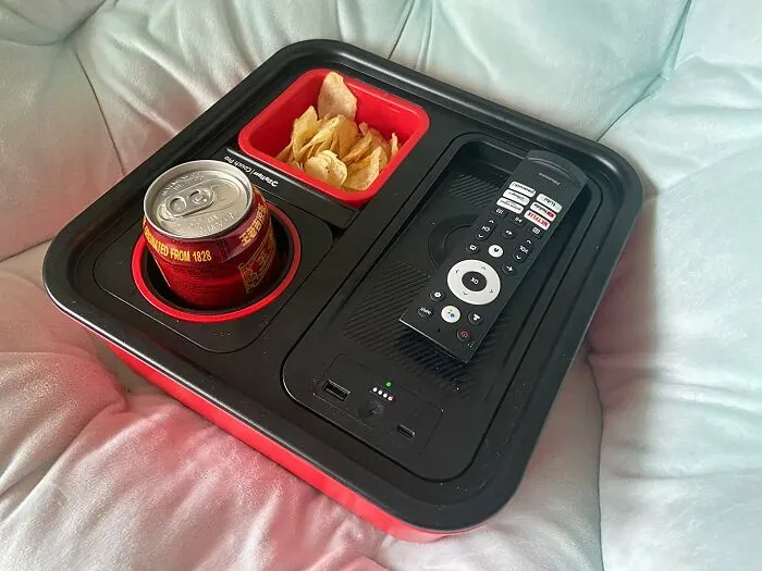Sip, Snack, And Charge All In One Spot With This <span Style="Font:inherit;color:#d74b1f;"> TV Caddy </Span>