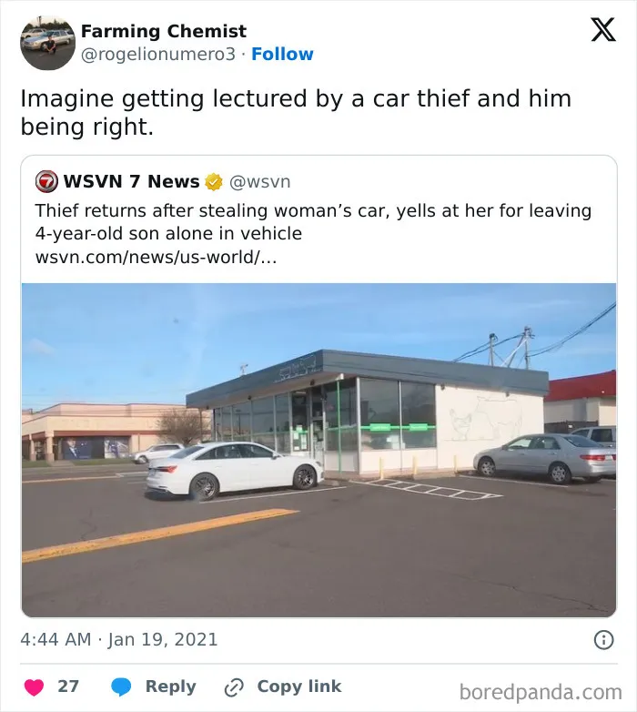 Car Thief vs. Negligent Mum
