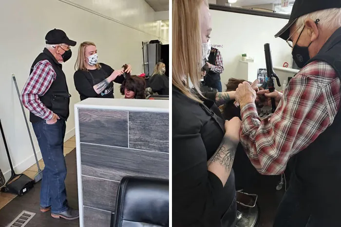 This Lovely Gentleman Came In Today To Learn How To Curl His Wife’s Hair