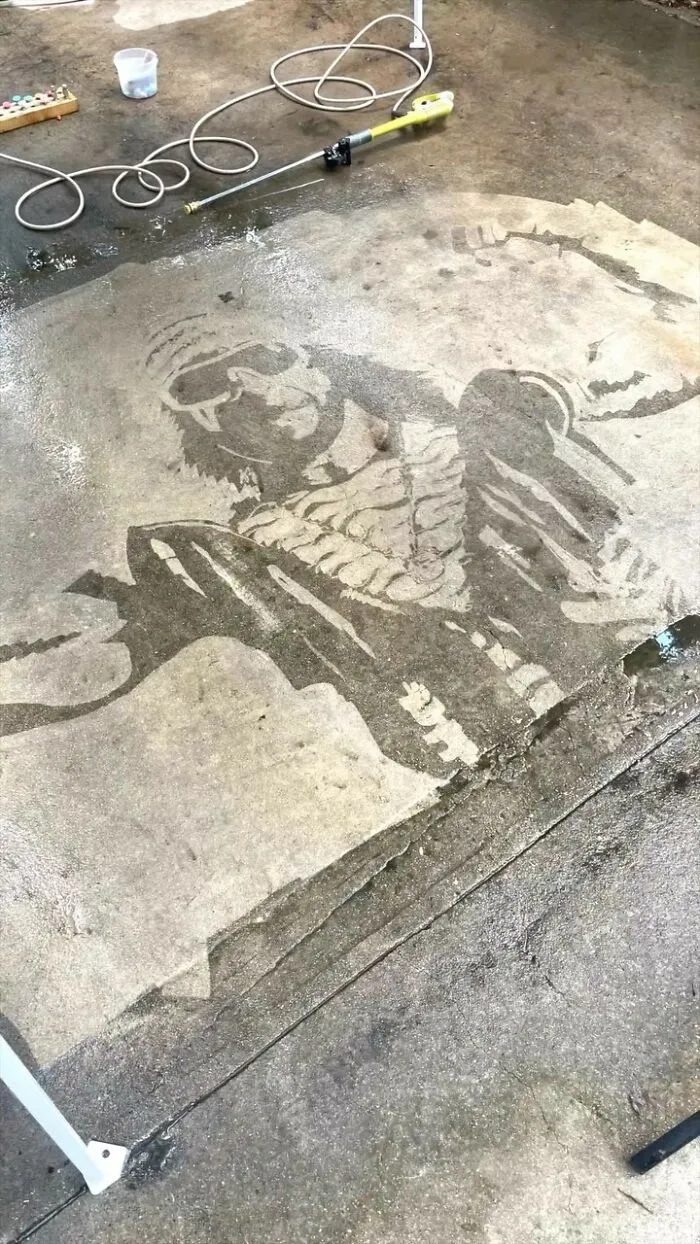 This Guy Used A Pressure Washer To Create Art On The Street, And Here Are His 43 Best Works