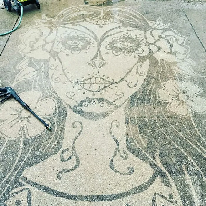 This Guy Used A Pressure Washer To Create Art On The Street, And Here Are His 43 Best Works