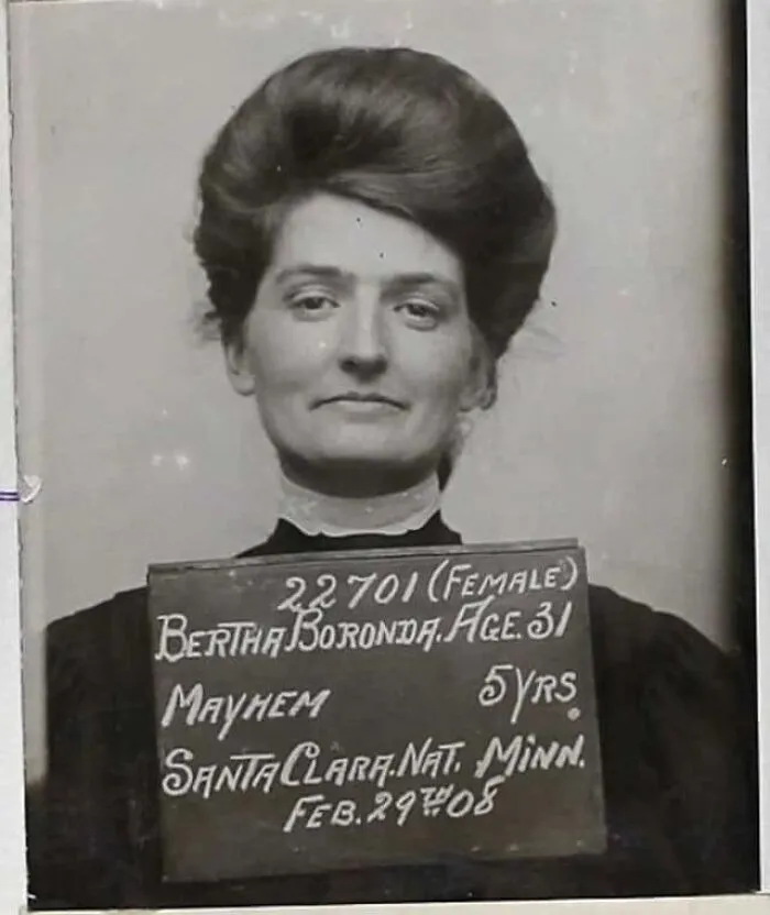 This Is Bertha Boronda. Bertha Was Sentenced To 5 Years In Prison For “Mayhem” In 1908. Bertha Cut Off Her Husband’s Penis With A Straight Razor And Fled The Scene By Bicycle
