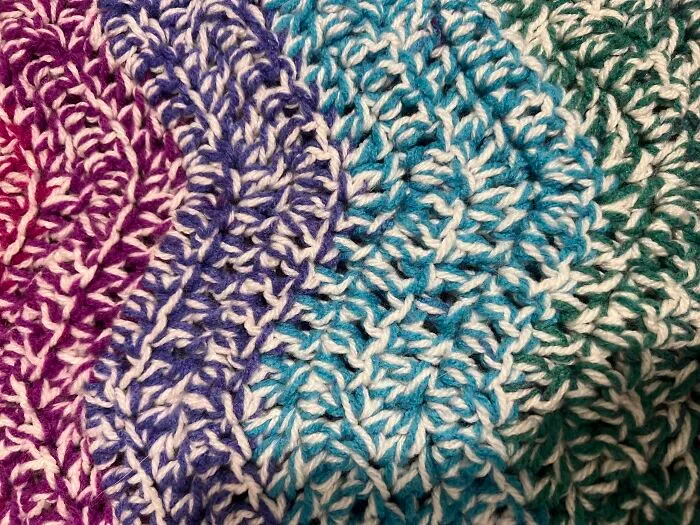 Multi-Strand Rainbow Ripple Blanket