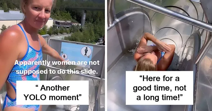 Banned for Women, But She Jumped Anyway – Wild Waterslide Stunt Sparks Reactions