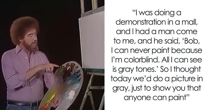 Man Thinks He Can’t Paint Because He’s Colorblind, Bob Ross Wholesomely Proves Him Wrong