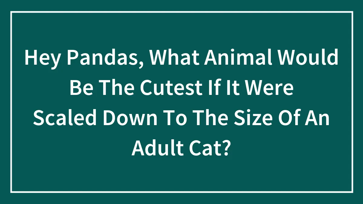 Hey Pandas, What Animal Would Be The Cutest If It Were Scaled Down To The Size Of An Adult Cat? (Closed)
