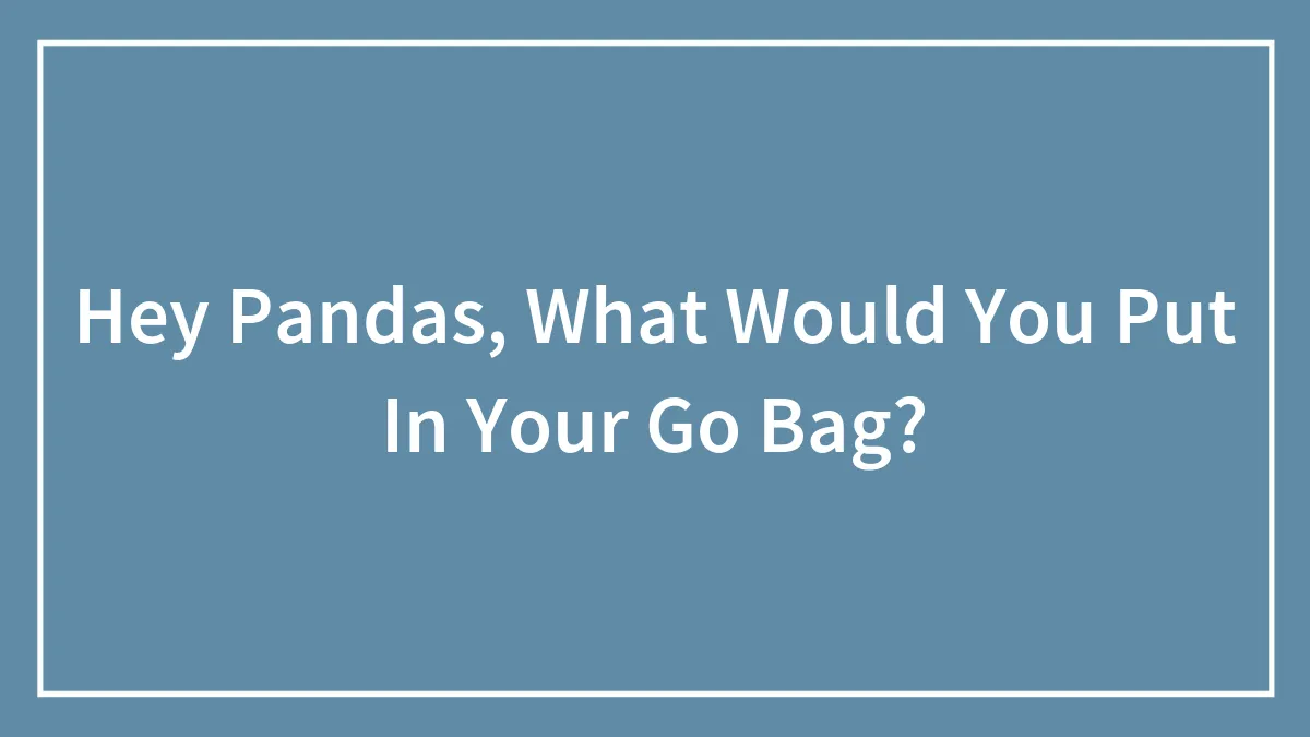 Hey Pandas, What Would You Put In Your Go Bag? (Closed)