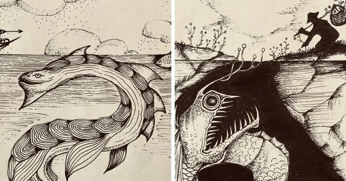 7 Hand-Drawn Paintings Showing My Obsession With Underwater "Monsters"
