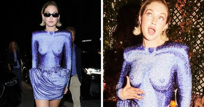 Gigi Hadid’s Optical Illusion Dress Makes People Think She Has No Shirt On
