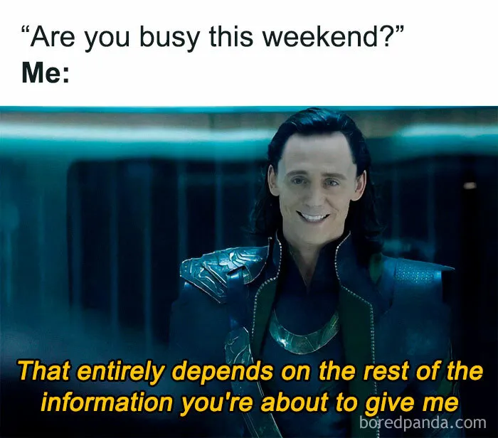 Loki meme about weekend plans, perfect for happy Friday vibes.