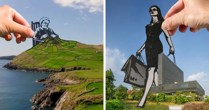 Artist Creates New Stories By Adding Cutouts To Various Landmarks (34 New Pics)
