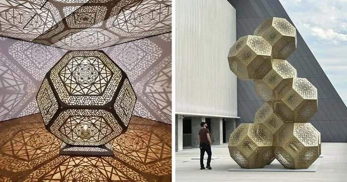 These Artists Made 47 Large-Scale Illuminated Sculptures In Geometrical Shapes