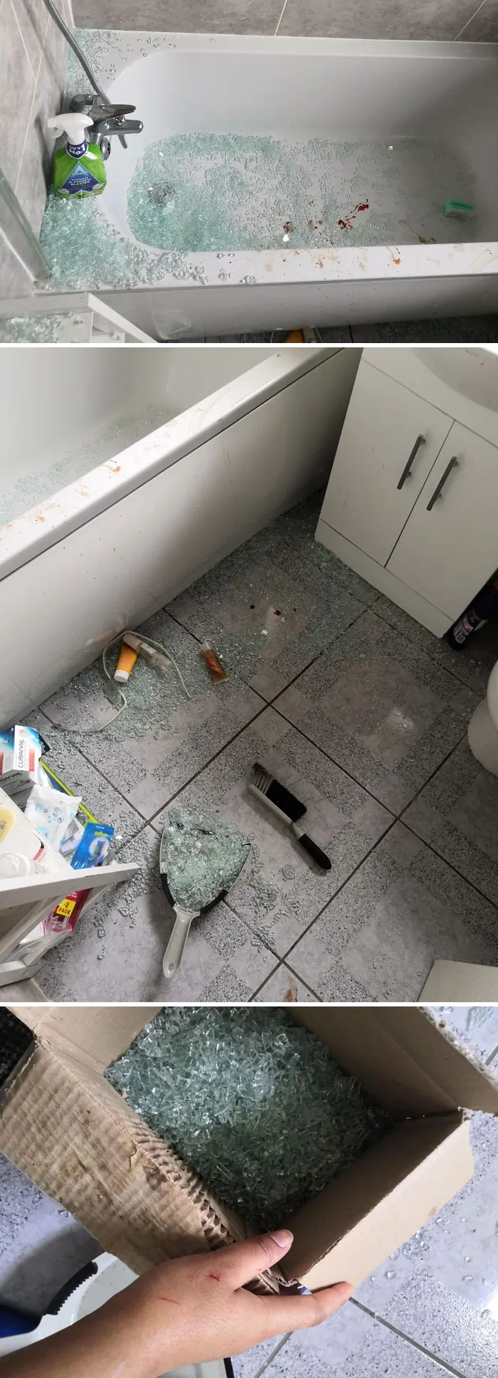 Intento fallido de limpiar el cuarto de baño