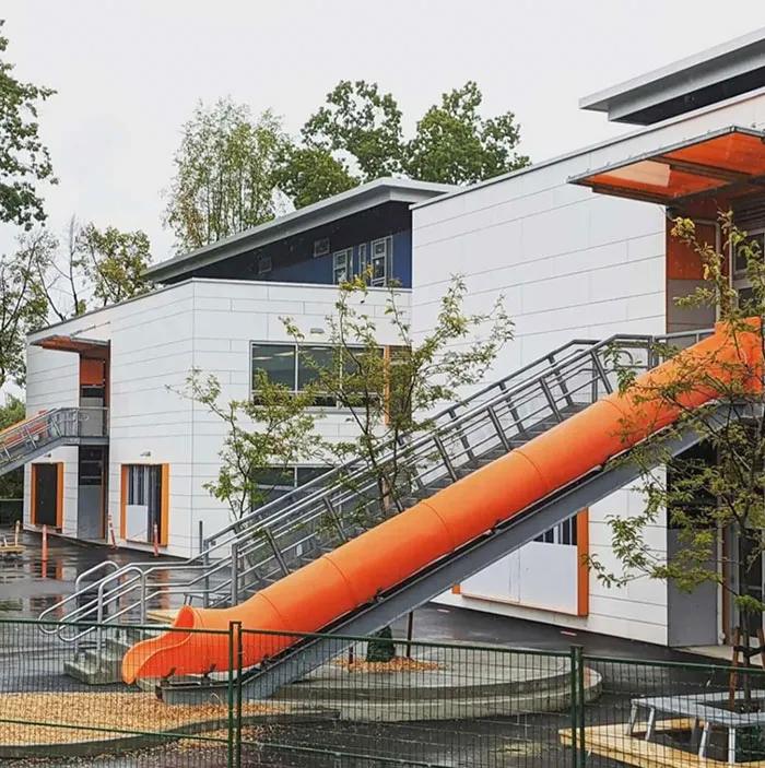This School In Vancouver, BC (Canada) Installed A Slide, So Kids Can Take That Instead Of The Stairs To Leave The School