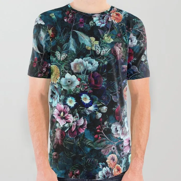 <span Style="Font: Inherit; Color: #d74b1f;"> Night Garden All Over Graphic Tee</Span>:  Make A Statement In This Enchanting Tee That's As Bold As It Is Beautiful