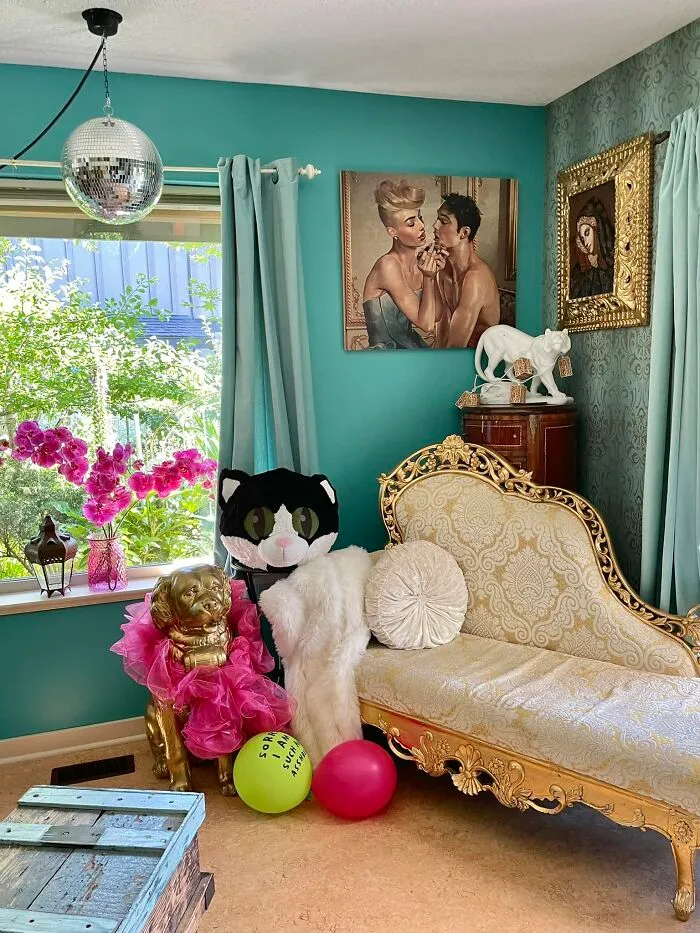 I Moved Into An All-Beige House A Few Years Ago. I Immediately Added Color But Have Grumbled About The Boring But High Quality Flooring. Can’t Do Rugs Because My Pet Bird Free Flies Around And Poops On Everything, LOL. I Am Thinking Of Painting The Ceiling Pink Though:-)