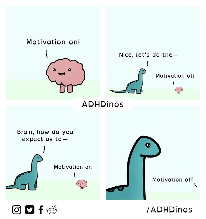 “ADHDinos”: 30 Times This Artist Perfectly Captured What Living With ADHD Is Like In His Comics (New Pics)