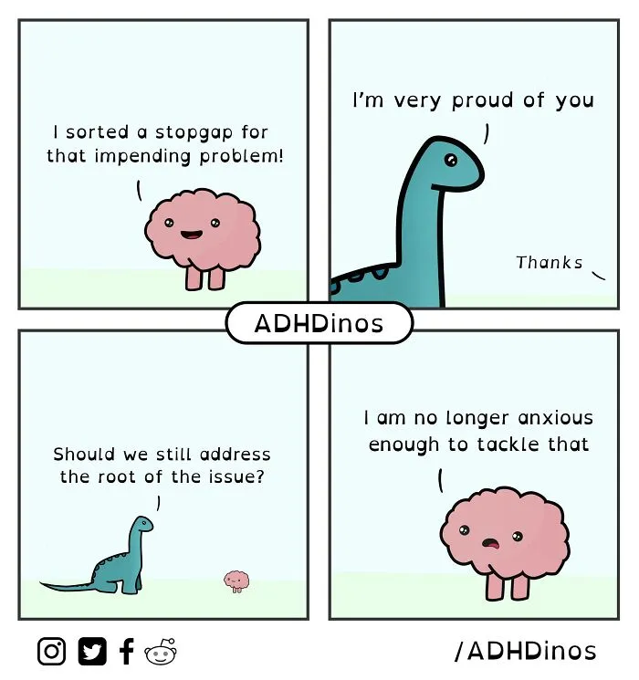“ADHDinos”: 30 Times This Artist Perfectly Captured What Living With ADHD Is Like In His Comics (New Pics)