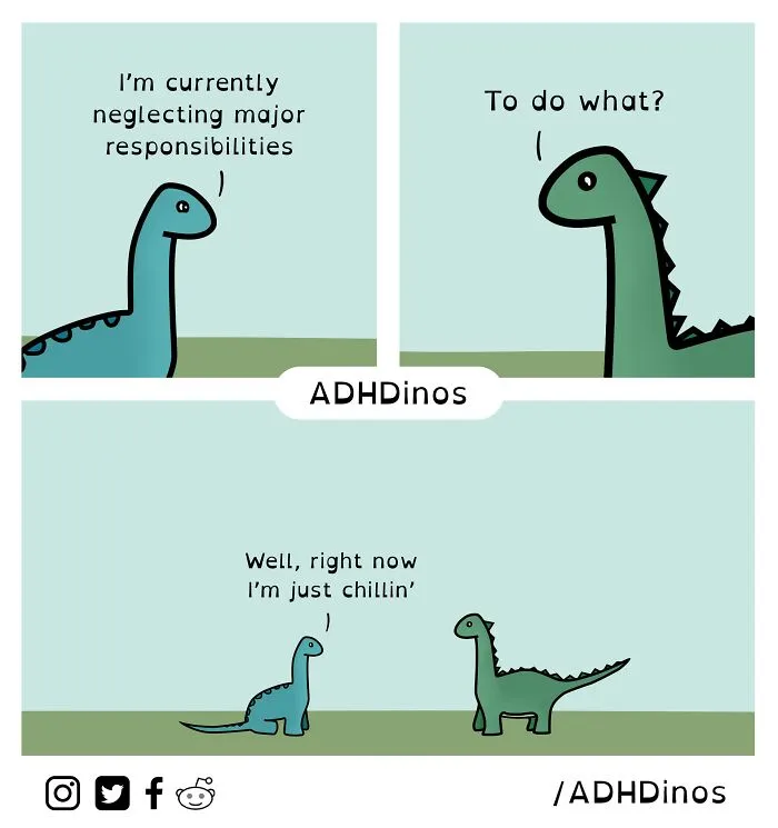 “ADHDinos”: 30 Times This Artist Perfectly Captured What Living With ADHD Is Like In His Comics (New Pics)