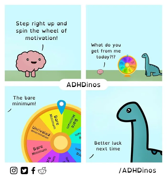“ADHDinos”: 30 Times This Artist Perfectly Captured What Living With ADHD Is Like In His Comics (New Pics)
