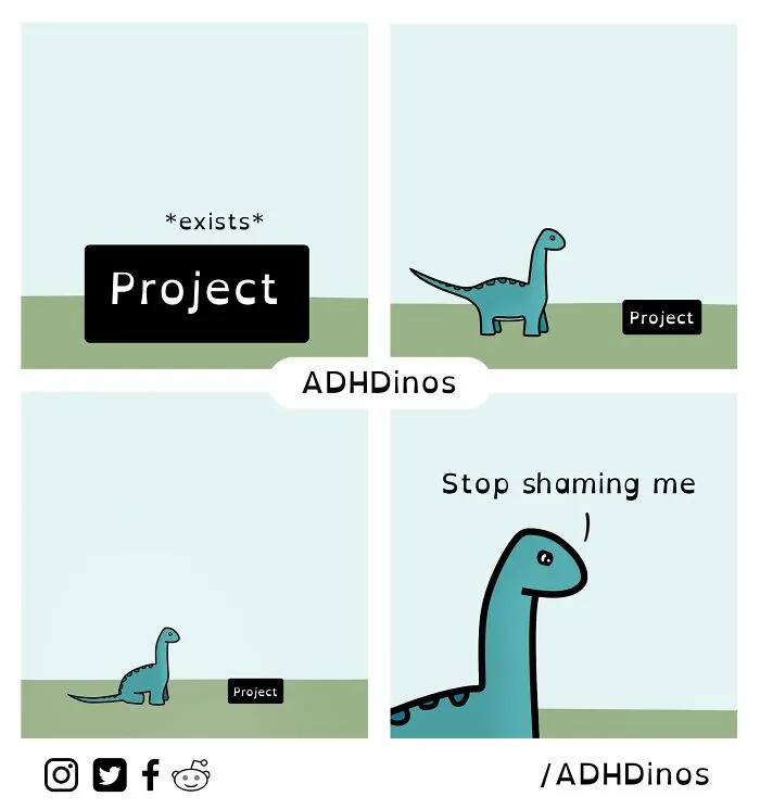 “ADHDinos”: 30 Times This Artist Perfectly Captured What Living With ADHD Is Like In His Comics (New Pics)