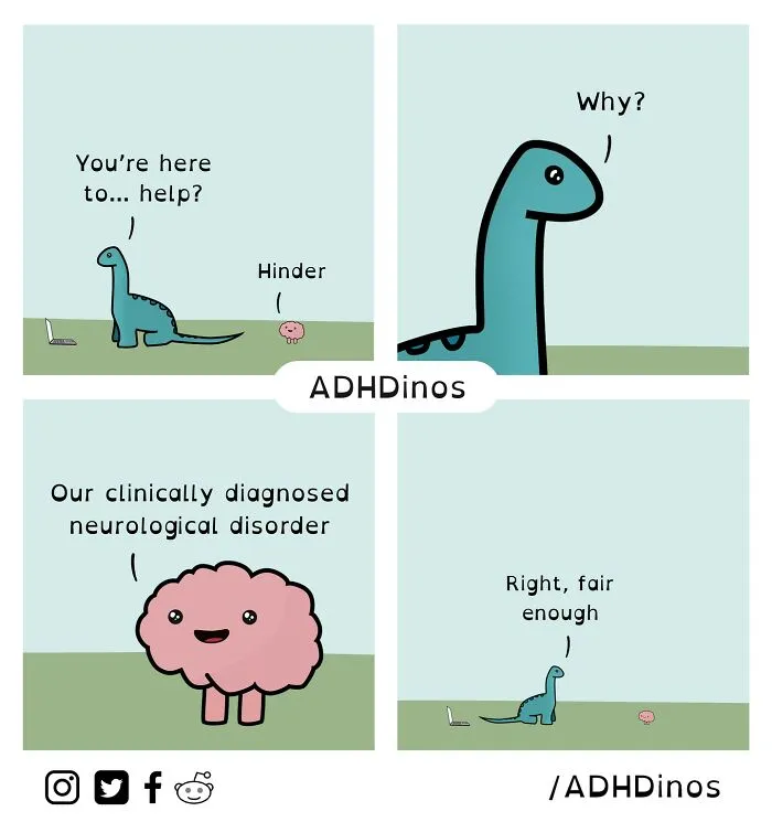“ADHDinos”: 30 Times This Artist Perfectly Captured What Living With ADHD Is Like In His Comics (New Pics)