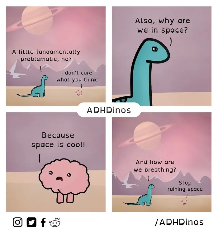 “ADHDinos”: 30 Times This Artist Perfectly Captured What Living With ADHD Is Like In His Comics (New Pics)