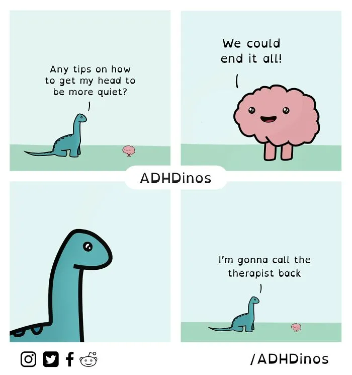 “ADHDinos”: 30 Times This Artist Perfectly Captured What Living With ADHD Is Like In His Comics (New Pics)