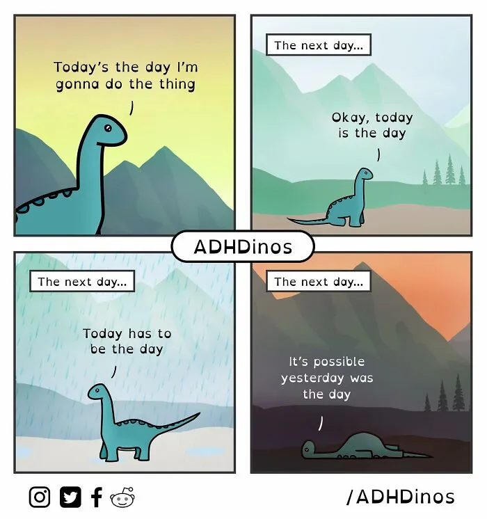 “ADHDinos”: 30 Times This Artist Perfectly Captured What Living With ADHD Is Like In His Comics (New Pics)