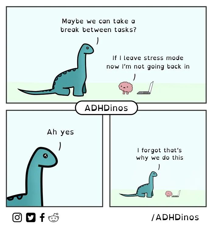 “ADHDinos”: 30 Times This Artist Perfectly Captured What Living With ADHD Is Like In His Comics (New Pics)