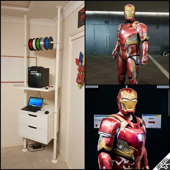 Prueba de que la perseverancia da sus frutos... mi traje completo de Iron Man, impreso en muchas, muchas piezas en mi Tiny Up Mini durante más de 6 meses