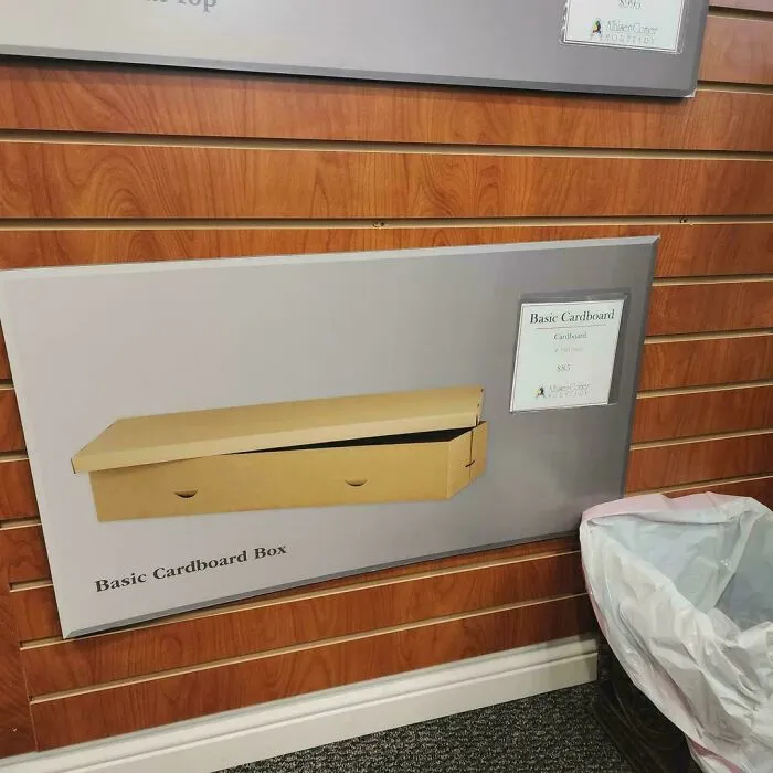 Local Funeral Home Offers This $85 Cardboard Casket. What A Great Way To Not Waste Money And Resources