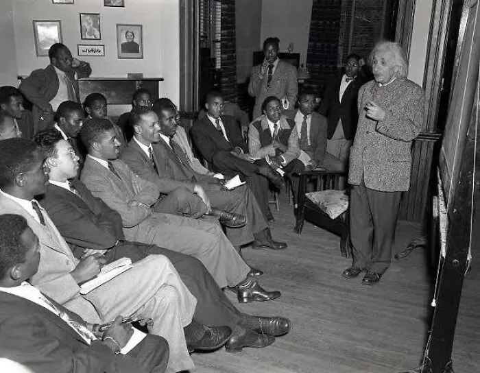 Albert Einstein Defying The Prevailing Racial Climate At The Time By Visiting Lincoln University, Pennsylvania — The First Degree-Granting Black College In The Us — To Teach A Class. He Was An Outspoken Civil Rights Advocate For Black Americans. Photographed In 1946