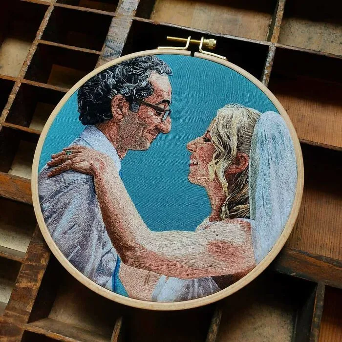 One Of My Best Embroideries To Date: A Wedding Anniversary