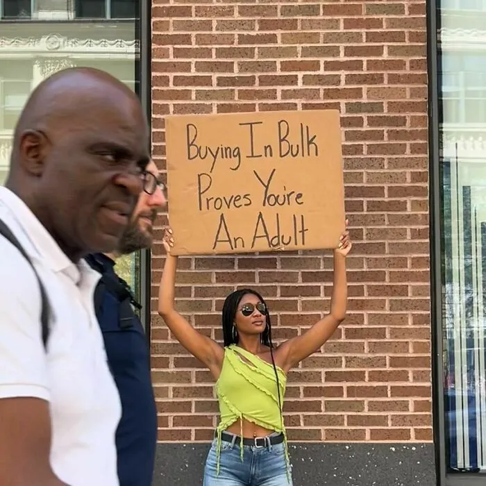 45 Times “Dudette With Sign” Did Everyone A Public Service And Protested Irritating Things (New Pics)